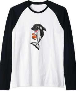 Football Love Killer Whale Orca Lover Animal Funny Womens Raglan Baseball Tee