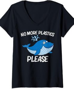 Womens Funny Whale Art For Men Women Orca Narwhal Blue Whales V-Neck T-Shirt