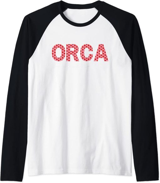 Orca Is My Valentine Heart Shape Orca Fish Valentine Raglan Baseball Tee