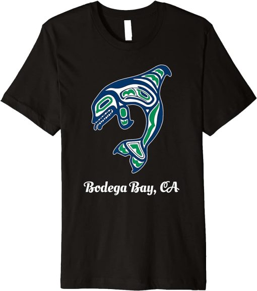 Blue Green Native American Bodega Bay CA Orca Killer Whale Premium T-Shirt