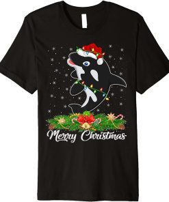 Orca Fish Lover Matching Santa Hat Orca Christmas Premium T-Shirt