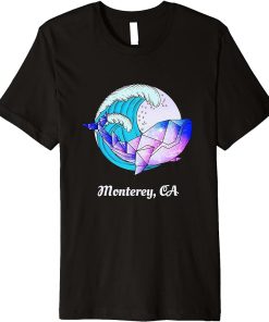 Monterey CA Japanese Paint Geometric Orca Killer Whale Premium T-Shirt