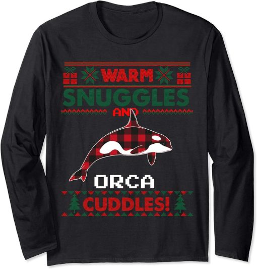 Orca Whale Christmas Pajama Shirt Ugly Christmas Sweater Long Sleeve T-Shirt