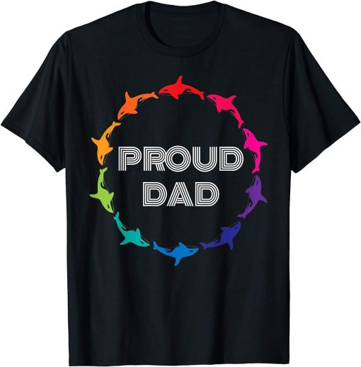 Proud Dad LGBTQ Gay Pride Awareness - White / Black T-Shirt